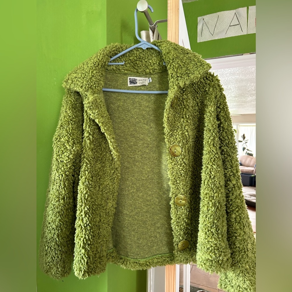Habitat brand fuzzy green cropped jacket